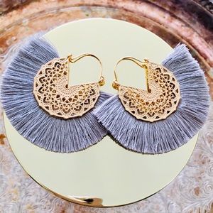 NEW Bohemian Fan Shaped Tassel Earrings Handmade